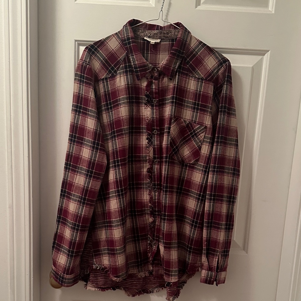 Mystree Red Plaid Button Down Shirt